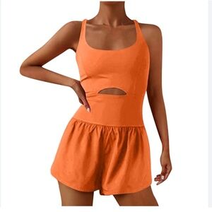 Chic Orange Cutout Athletic Romper
